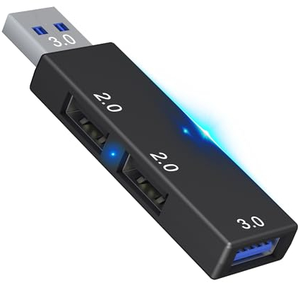 Mini USB-Hub mit Mehreren Anschlüssen 1x USB 3.0, 2X USB 2.0, USB Splitter Erweiterung Adapter für Laptop MacBook PS3/PS4/PS5 Desktop-PC kompatibel mit Flash-Laufwerk Drucker Tastatur Mäuse Headset