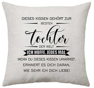 Tochter Geschenke, Tochter Geschenke von Mama Papa, Tochter Deko Kissen Geschenke für Tochter Geburtstag Hochzeit Weihnachten Langstrecke Geschenke Quadratische Kissen Taille Kissenbezug (Tochter)