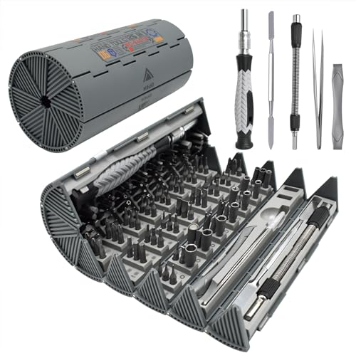 Yiomxhi Juego Destornilladores Precision 126 en 1, Kit Herramientas de Reparación Magnética Profesionales para Moviles, Gafas, Reloj, PC, Portátil, Gris