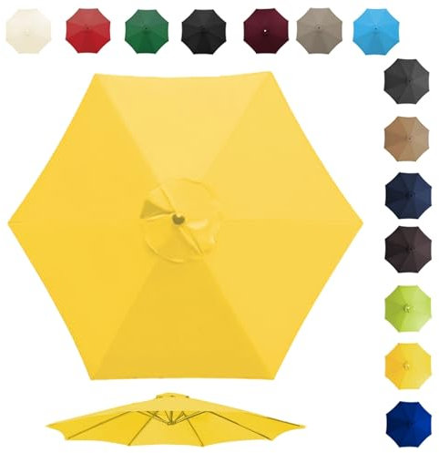 Toile De Rechange Pour Parasol De 200cm 270cm 300cm 6/8 Baleines, Auvent De Rechange Pour Parasol D'extérieur, Polyester Anti Uv 50+, Résistant À La Décoloration(Color:Yellow,Size:6 ribs-2m(6.5ft))