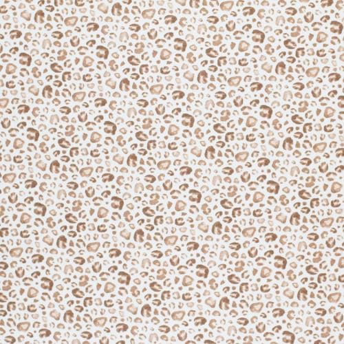 Baumwolljersey | verschiedene Designs | Ökotex | ab 50 cm | Meterware | für Baby- und Kinderkleidung (Leopardenmuster, hellbeige)