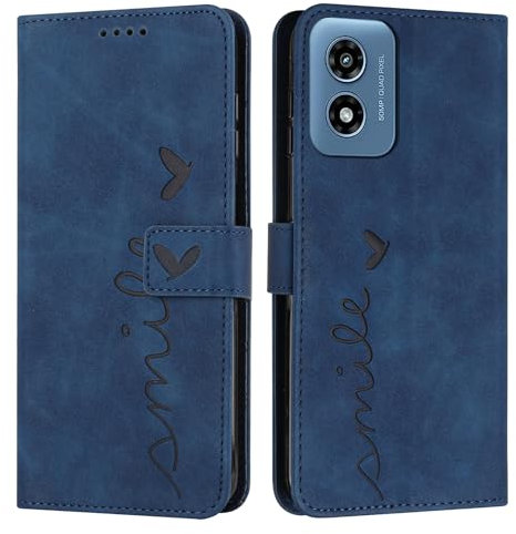 EATCYE Coque pour Motorola Moto G04 / G24, Étui Housse en Cuir PU, Magnetique Flip [Pochette de Portefeuille], Protection (Bleu)