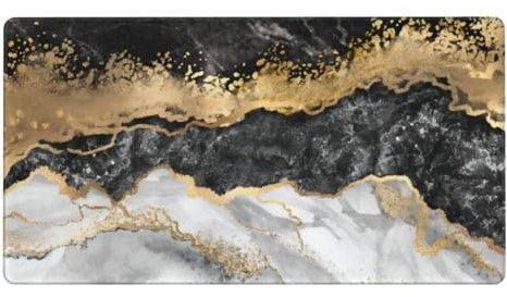 BEDEUU Mauspad mit Marmor-Aufdruck, groß, Gaming-Mauspad, Schreibtischunterlage, Tastaturschutz, Schwarz / Weiß / Goldfolie