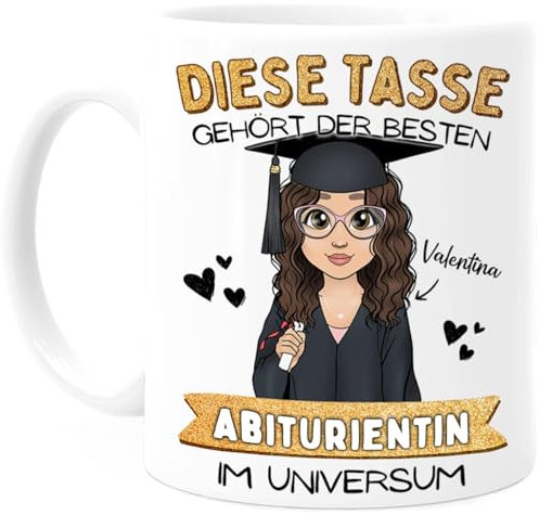 Tassenliebling® Abitur Tasse personalisiert - Für die beste Abiturientin - Abschluss Geschenk zum Abi - Bestandene Prüfung Geschenk zum Schulabschluss Gymnasium - 330ml Keramik
