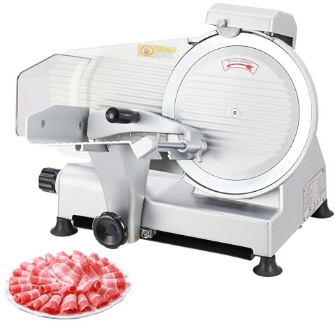 Takywep - 240W Electric Meat Slicer with 10 Stainless Steel Blade and Built-in Sharpening Stone, Adjustable Thickness Meat Cutter for Home and Commercial Use for