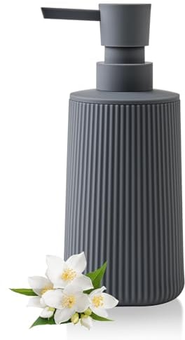 Moderne Seifenspender Grau Kunststoff Spülmittelspender, Seifenspender Bad für Badezimmer, Arbeitsplatte, Küche, Soap Dispenser mit Pumpspender (Grau)