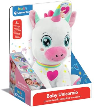 Clementoni - Baby Unicornio Interactivo - Peluche Interactivo para Bebés - Educativo, Multisensorial y Musical - A Partir de 6 Meses - Manufacturado en Italia - 55556