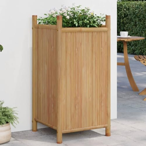 Rantry Jardinière 40 x 40 x 80 cm en bambou meubles, jardinière grillée pour jardin, jardinière extérieure, jardinière pour balcon