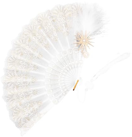 TOPBATHY Gefiederte Handfaltfächer Handfächer Handventilator Elegantes Bühnenshow-Accessoire