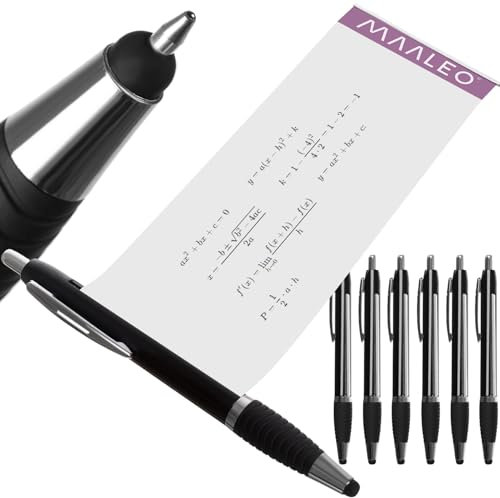 MAALEO Elegantes Stiftset mit Spickzettel 2 in 1 Kugelschreiber mit austauschbaren Minen Blau/Schwarz Touchscreen Stift für Smartphones Tablets Schwarz 24277