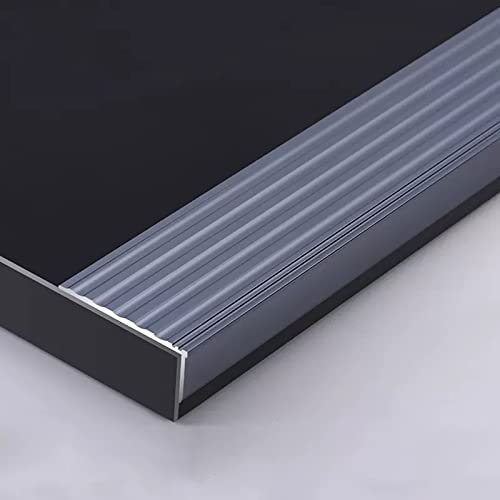 Transition Strip Floor Transition Strip Gray/Grey Stair Step Edge Trim Protector Fluted Door Sill Edging Sill Nosing,L Molding Metal Strip for Front Door Doorways,35.4 Long/5 * 2Cm - 90Cm/6 Pack