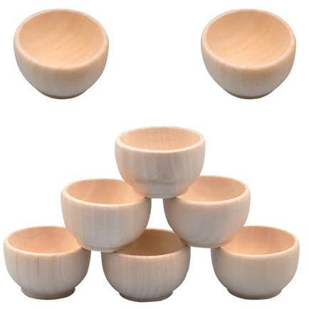 ChenYuehao 8Pcs Smooth Surface Wood Condiment Bowls Comfortable Touch Wooden Dough Bowls Unpainted Mini Wooden Bowls for Drawing Wood Crafts Bowls