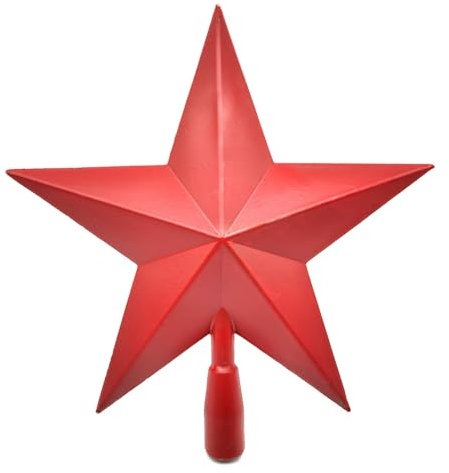 Acan Tradineur - Estrella para Punta de Árbol Navideño - Diseño Clásico de 5 Puntas -Accesorio Decorativo de Navidad - Color Rojo - 28 cm