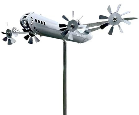 Moulin à vent en acier inoxydable - Décoration de jardin d'extérieur - Moulin à vent durable pour toutes les saisons