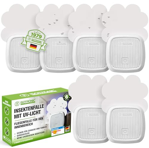 ISOTRONIC Mückenschutz Mückenstecker Gelsenstecker | Anti Mücken Insektenfalle Plug-In | gegen Stechmücken Motten Fliegen Fruchtfliegen | mit Nachtlicht | UV - Licht für Heim und Büro | 6 Stück