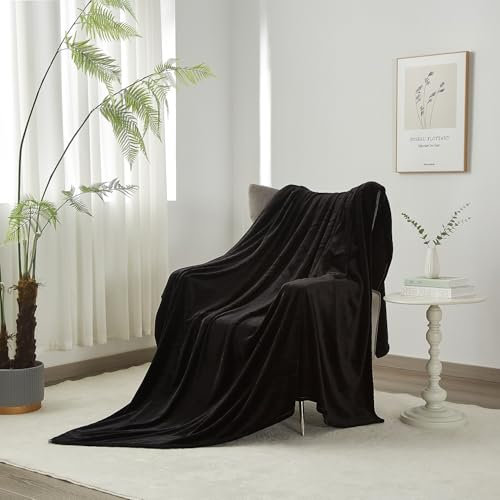 Luofanfei Flanell Kuscheldecke Wohndecke 150x200 Schwarz Samt Decke Kuschelig Warme Flauschige Fleecedecke Bettüberwurf Couchdecke Tagesdecke Sofadecke Blanket Für Schlafzimmer Büro