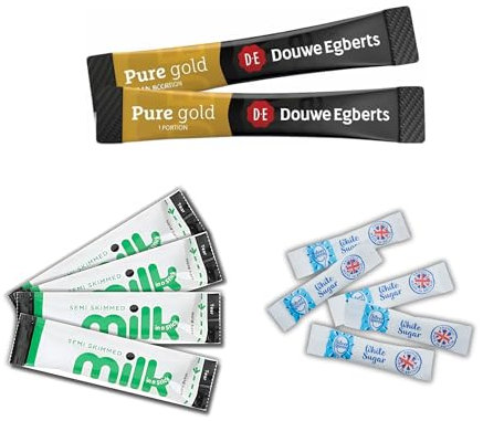 120-Piece Coffee Set - 30 Rich Instant Sachets, 30 Lakeland UHT Milk Sticks, 60 Silverspoon Sugar Sachets | Individually Wrapped Portions for Home, Office & Travel | Espresso Yourself