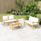 Sufrk Ensemble de salon de jardin 2 pièces avec coussins blanc crème en bambou, ensemble de table et chaises de balcon, ensemble de jardin pliable