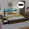 COSTWAY Cadre de Lit Double 160x200cm avec Sommier, Lit avec Éclairage LED et Prise de Courant, USB et 1 Type C, Sommier en Métal avec 4 Tiroirs Rangement, Mode Musique, Assemblage Facile