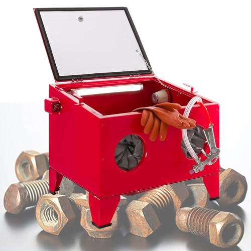 vnmudzeo Bench Top Sandblasting Kit Commercial,90 L Rusty Industrial Parts Sand Blasting Device LED,for to Processing Small Workpieces