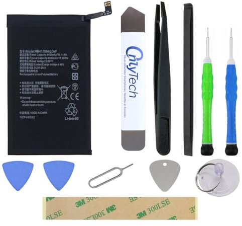 OnlyTech HB416594EGW - Batería de repuesto para Huawei Honor 90 Lite/Honor 200 Lite/Honor X8a / X8b - 4500mAh - Calidad idéntica con kit de reparación de 10 herramientas