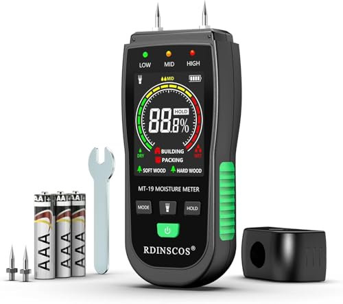 Testeur Humidité,Humidité Bois à Broches avec Ecran LCD Couleur,Testeur d'humidité Bois de Chauffage,Détecteur Humidité de haute précision du bois et des matériaux de construction