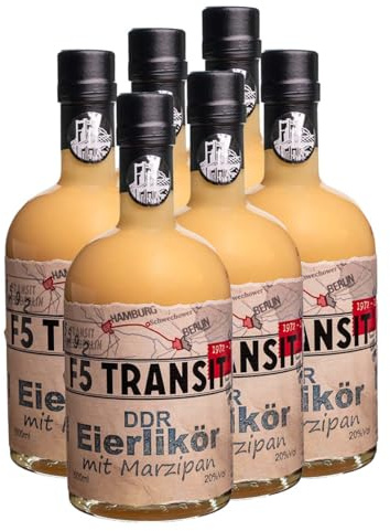 DDR Eierlikör mit Marzipan 6 x 0.5l (20% Vol) No. 5592 - DDR Edition | F5 Transit | Eierlikör nach DDR-Rezept - Ration | 6 Flaschen | Schwechower Brennerei (1229)