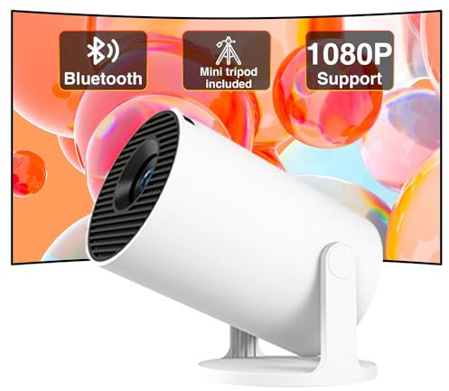 Lvozize Mini Projecteur, 4K Videoprojecteur Portable Projecteur Video WiFi 6 BT5.4 Android 11 Correction Trapézoïdale 180° Rotation Convient pour PC/Lap/Stick
