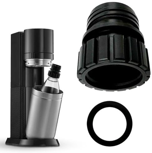Adaptateur Noir pour Bouteille en Verre Sodastream Terra, Bouteilles en Verre et Bouteilles Terra – Compatible avec Sodastream Crystal 0,7 l, Installation Facile, Portable (Bouteille et Machine Non)