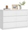 WOLTU Kommode mit 6 Schubladen, Weißes Sideboard mit Großer Kapazität, Moderne Schubladenkommode für Wohnzimmer, Schlafzimmer & Kinderzimmer, 100x31x69cm