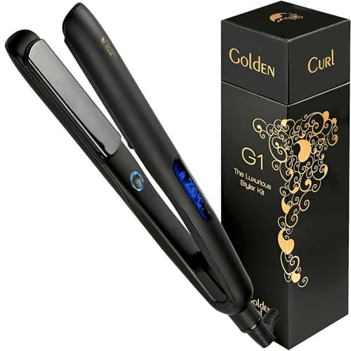 Golden Curl Planchas del Pelo para Alisar y Rizar - 5 Años de Tranquilidad. Alisador y Rizador de Pelo 2 en 1 Profesional - Modelador de Cabello para Alisar o Hacer Ondas (Negro G1)