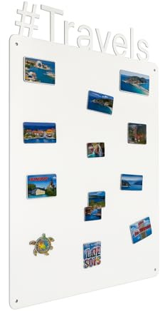 STALFORM Magnettafel Weiss Travels 80x50 cm aus Edelstahl Magnetwand Pinnwand Magnetisch Groß Magnetboard Küche, Büro, Kinderzimmer