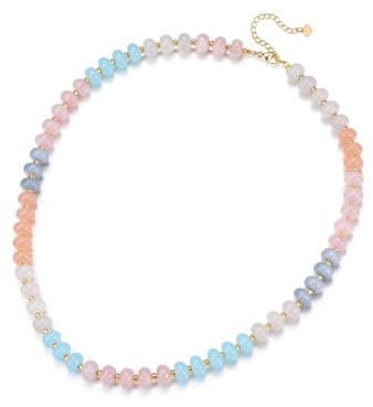Jovivi Healing Crystal Colorful Beaded Choker Necklaces for Women Ladies,Boho Stones Crystals Gemstone bead Necklace Jewellery Gifts for Women Ladies Girls Her Mum Birthday Summer Beach Holiday