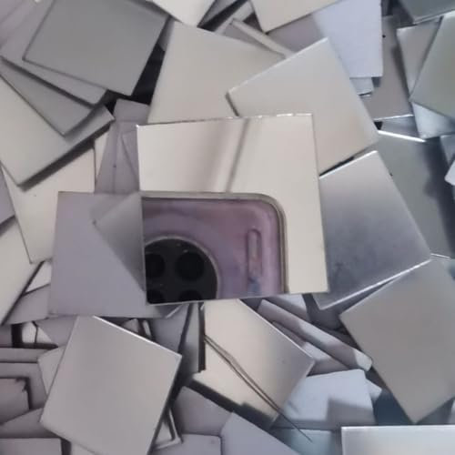 100 piastrelle a mosaico a forma di sfera da discoteca, 50 x 50 mm, adesivi in vetro a specchio per lavori creativi (argento)