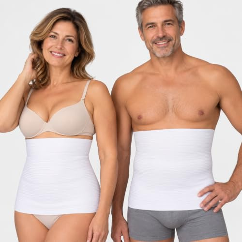 Leedya Lendenwirbelstütze aus atmungsaktiver Baumwolle, 31 cm, hergestellt in Italien, Unterstützung für Rücken und Bauch für Herren und Damen, elastisches Haltungsband bei Rückenschmerzen und Ischias