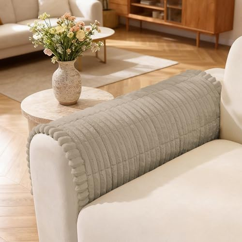 YSTELLAA Armlehnenbezüge Flanell, Neu Sofa Überzug L/U Form, Sofabezug Universelle rutschfeste, Gemütlich Couch Überzug, Sofa Cover Für Wohnzimmer(Braun, 45x45cm)