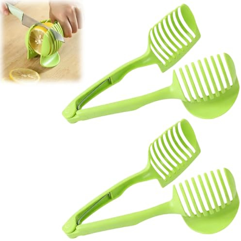 2PCS Tomato Slicer, Multi-Purpose Kitchen Tool for Tomato and Fruit Slicing, Efficient Food Preparation with Safe Handling, Onion Holder for Precise Cutting, Dimensions 19 * 16 cm