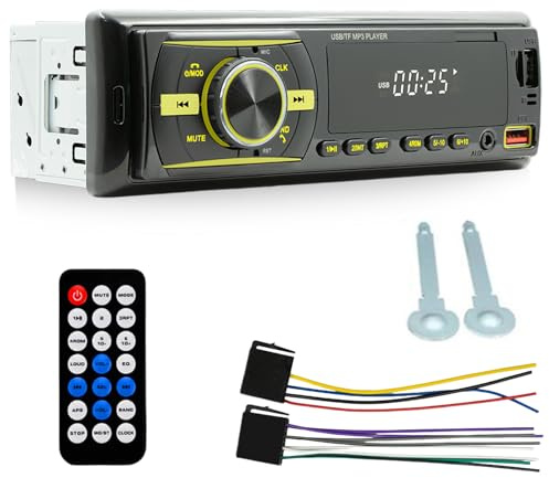 Autoradio Bluetooth 5.0, 1-DIN-Autoradio, FM Bluetooth 5.0 Auto Radio, MP3 Player mit 2 USB für Musikspielen und Aufladen, Freisprecheinrichtung/USB/AUX/TF/ MP3-Player, 7-Farbige Beleuchtung