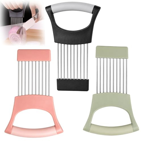 Onion Slicer, Onion Holder for Slicing, 3-Piece Kitchen Gadget Set for Meal Preparation and Professional Use, Efficient Vegetable Slicing Tool with Ergonomic Design and Compact Storage