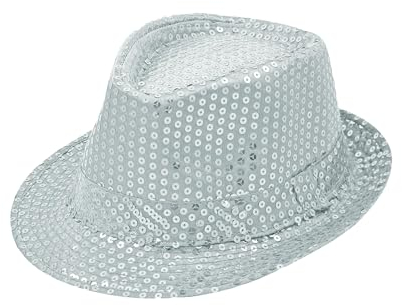 TrendandStylez Pailleten Hut Glitzer Kappe Sylvester Karneval Party 11 Farben (Silber)