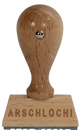 Bütic Spaß Holzstempel V1 / Fun-Stempel HS4010 mit Beschriftung oder Wunschtext, Spaßstempel:ARSCHLOCH!