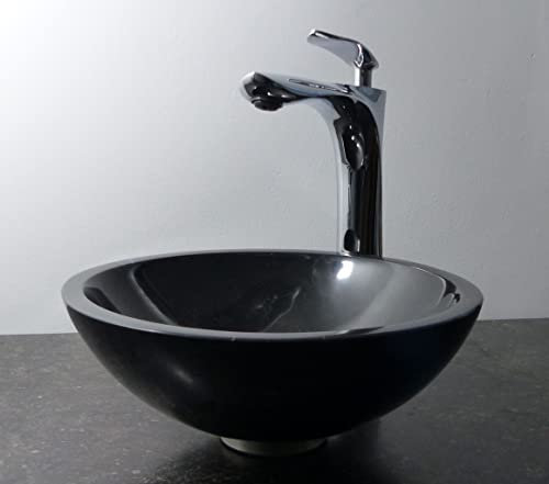 Aufsatz Waschbecken klein rund 31cm Nero Marquina Marmor schwarz
