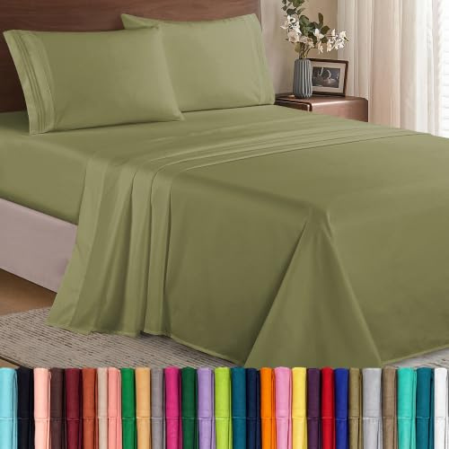 Elegant Comfort Bettwäsche-Set, luxuriös, weich, Fadenzahl 1500, ägyptische Qualität, Knitter- und lichtbeständig, 3 Stück Modern King Graugrün/Grün
