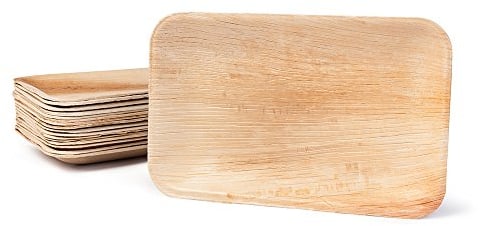 BIOZOYG Palmware DTW05329 Assiette jetable en Feuille de Palmier, 25 pièces, carrée, Plate, 25x15 cm, compostable