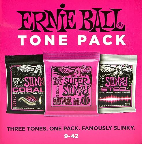 Ernie Ball Super Slinky - Paquetes de cuerdas para guitarra eléctrica, calibre 9-42