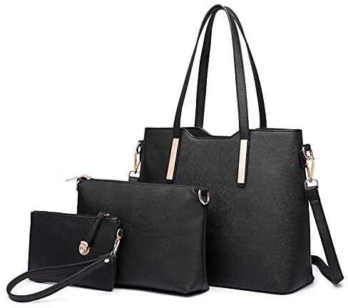 Miss Lulu Handtasche Damen Schultertaschen für Tragetasche Tote Bag Groß Henkeltasche Frauen Schulter Beuteltote Gross 3-teiliges Set