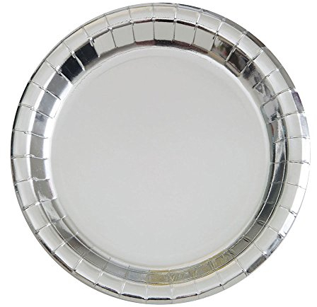 Unique Party 32285 - 23cm Foil Silver Paper Party Plates, Pack of 8
