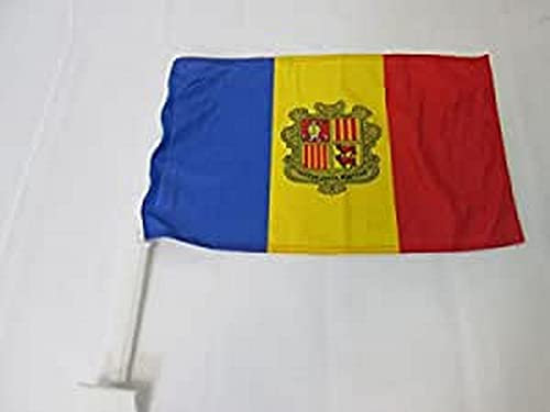 AZ FLAG - Autofahne Andorra - 45x30 cm - Andorranische Autoflagge 30 x 45 Cm - Auto Flaggen