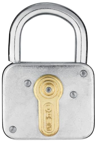 Abus Zuhaltungsschloss Vorhängeschloss 235Z/50 01754 (Vorhangschloss Zuhalteschloss Bügelschloss Hangschloss Hängeschloss Vorhängeschloss), verzinktes Gehäuse, vermessingte Schlüssellochabdeckung