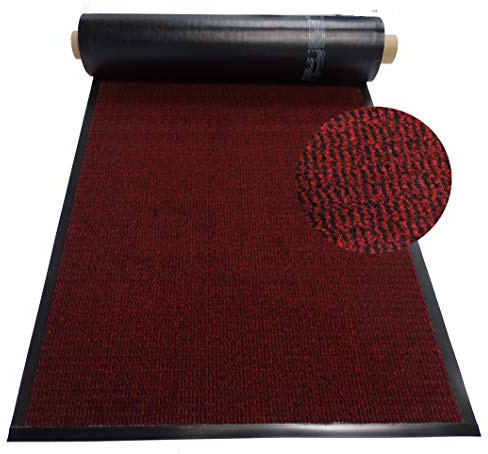 MERTEX Schmutzfangläufer Meterware 90 cm rot-schwarz meliert- Schnittkanten mit Randprofile (90 x 220 cm, rot)